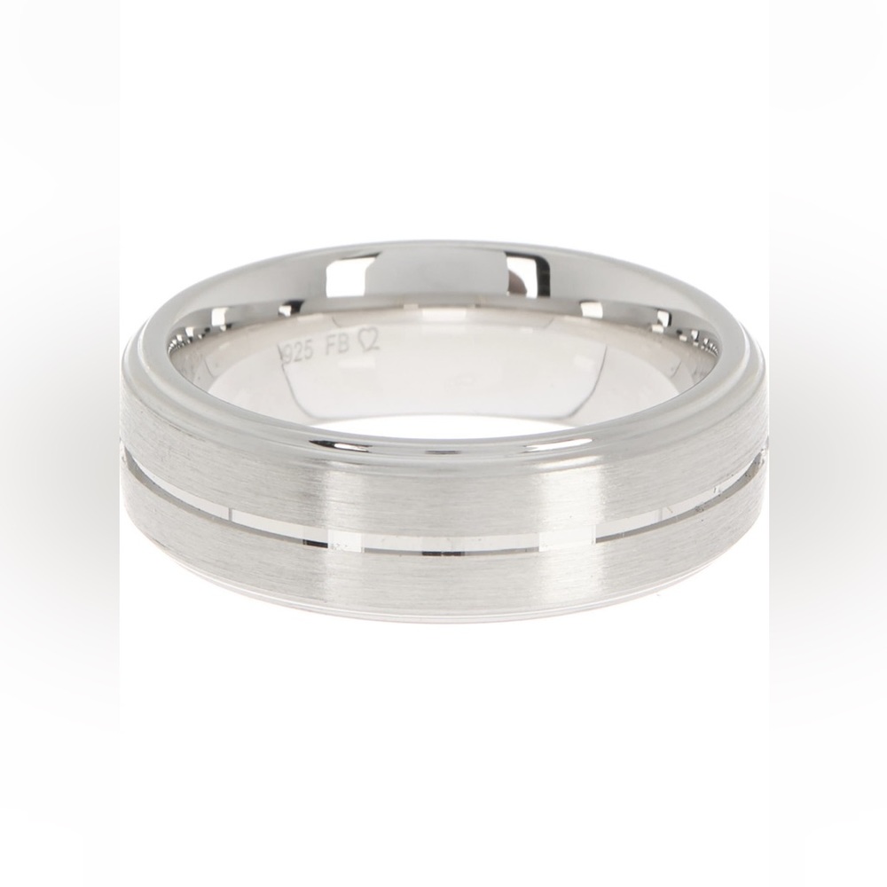 Breuning Sterling Silver 5mm width beveled striped band